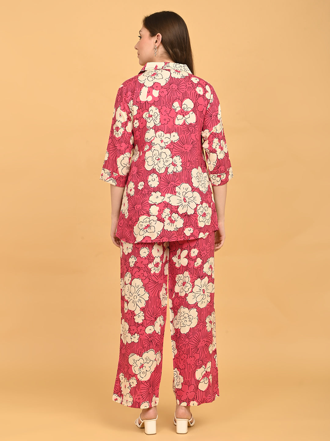 Fuchsia-Colored Printed Co-Ord Set