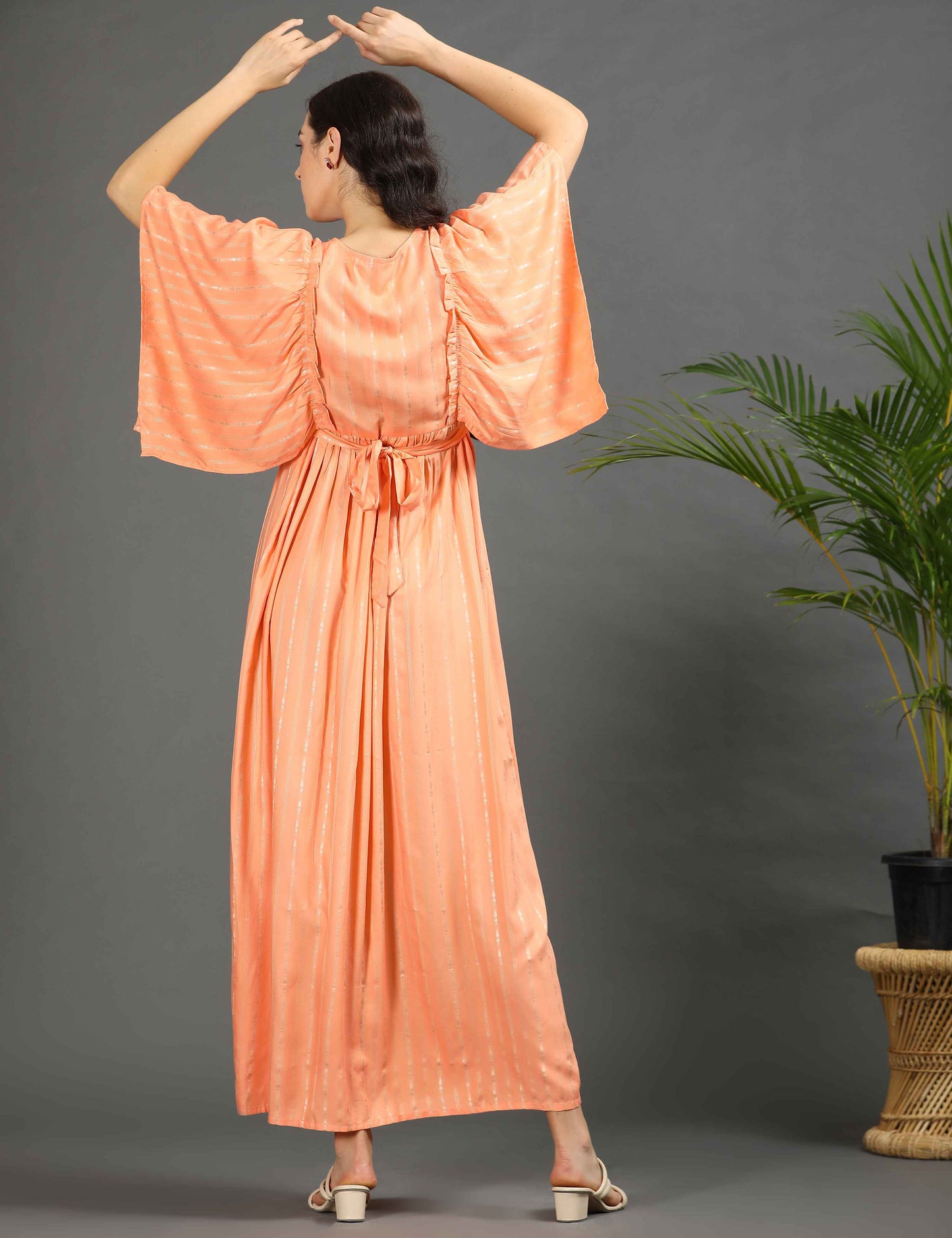 Orange-Colored Maternity Long Gown