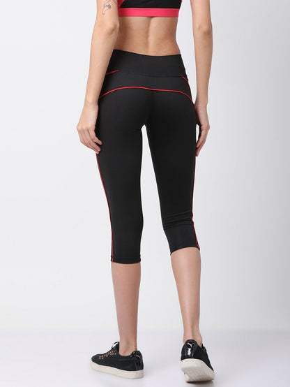 Black/Red Flexi Fit Active Capri