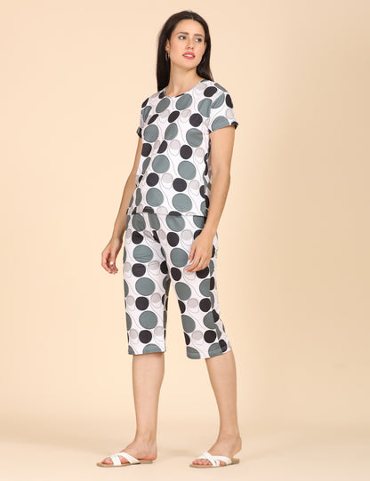 Womens Printed Travel Wear - Cream