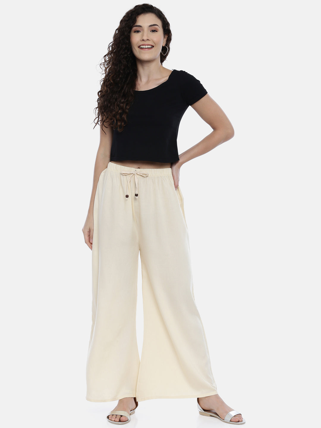 Mid Rise Straight Palazzo - Off White