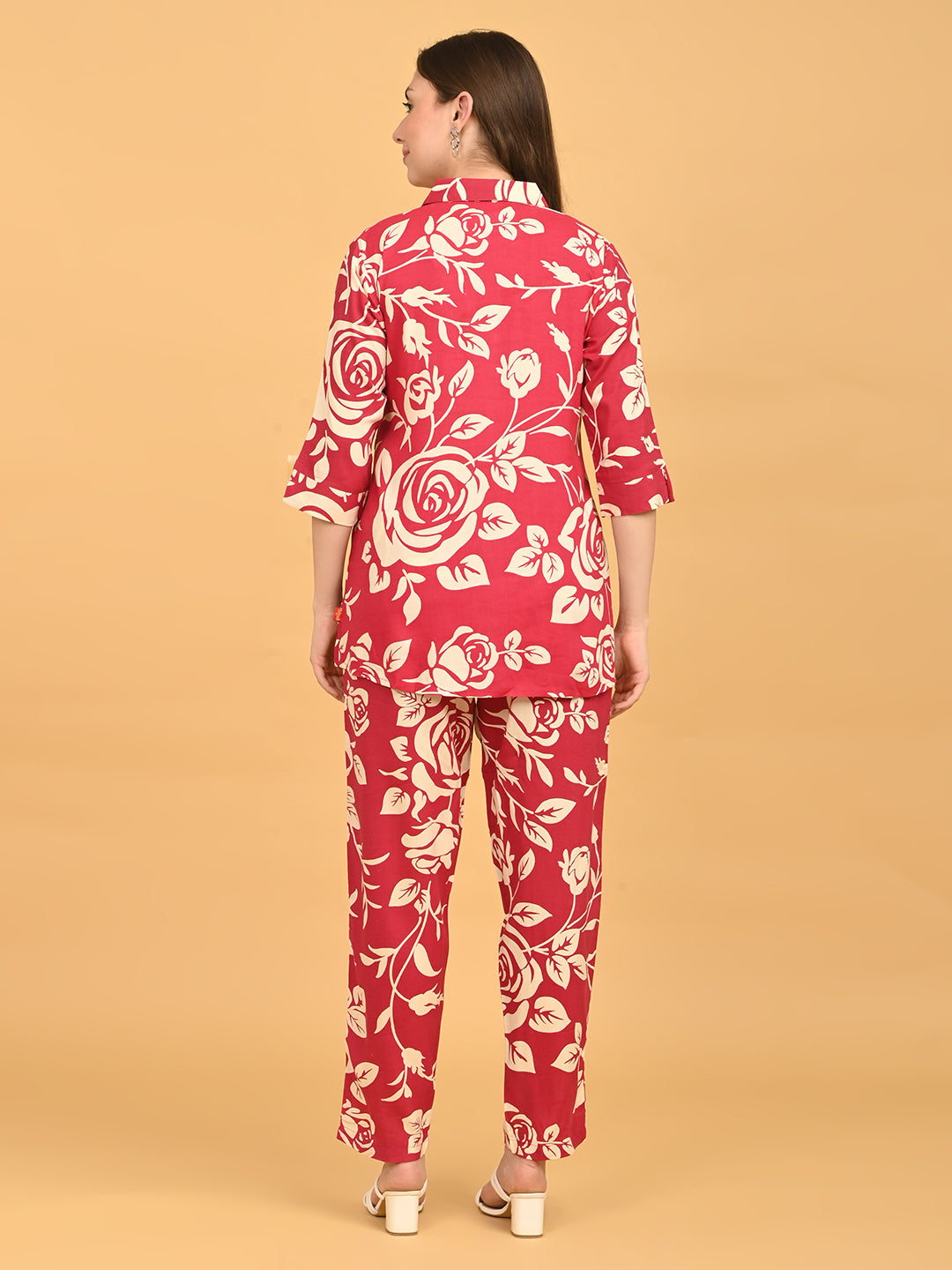 Fuchsia-Colored Printed Co-Ord Set