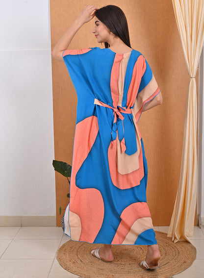 Womens Printed Kaftan Nightdress - Multi