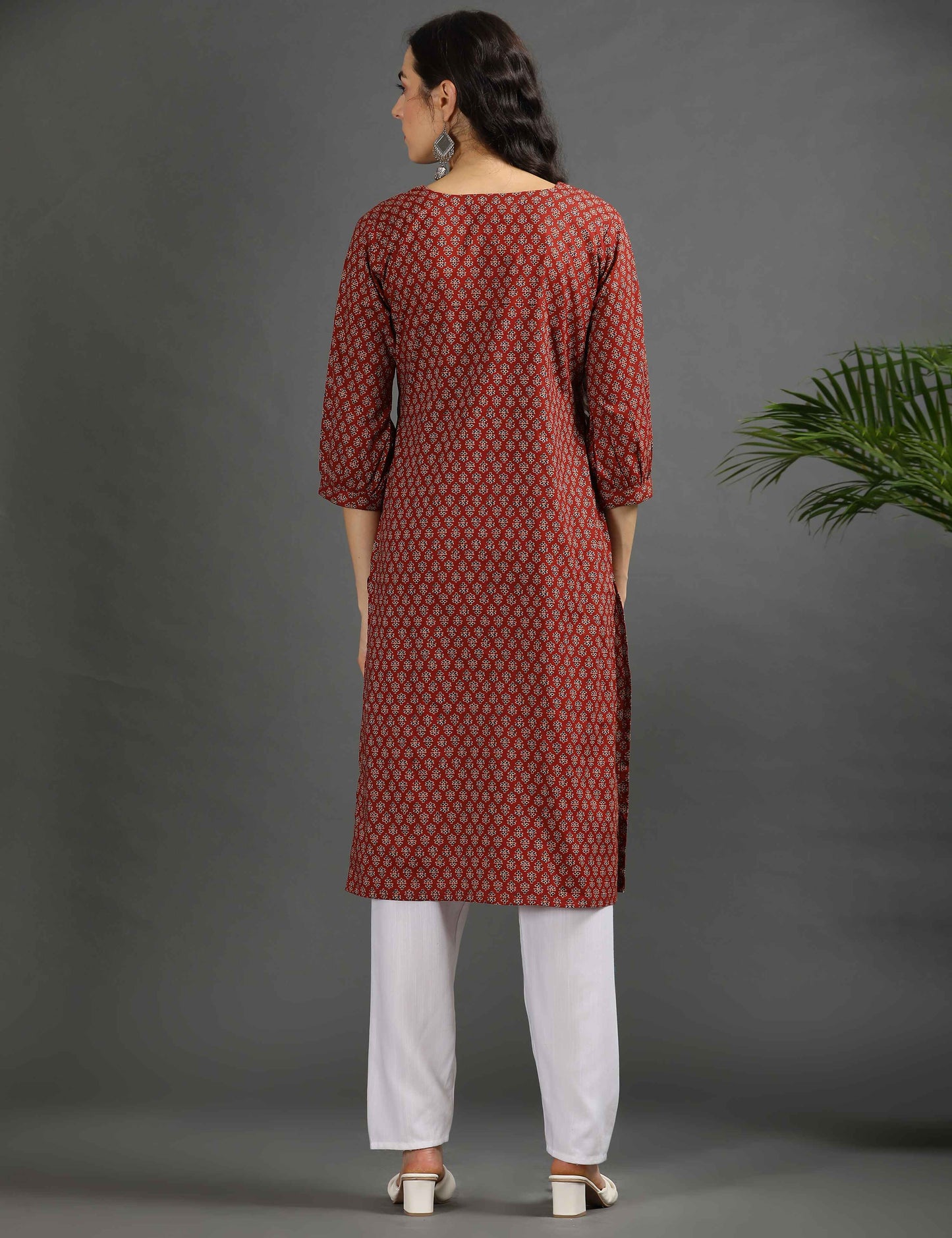 Womens Red-Colored Printed Feeding Kurta