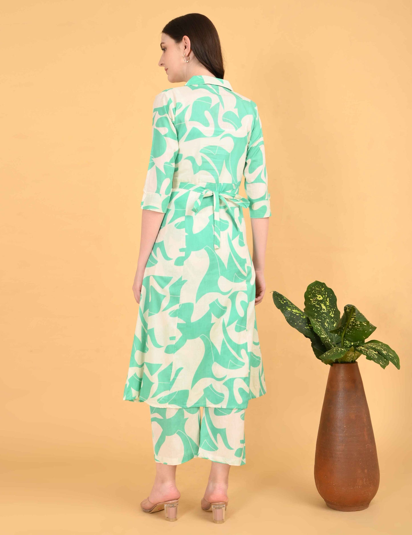 Womens Maternity Kurti Pant Set - L Green