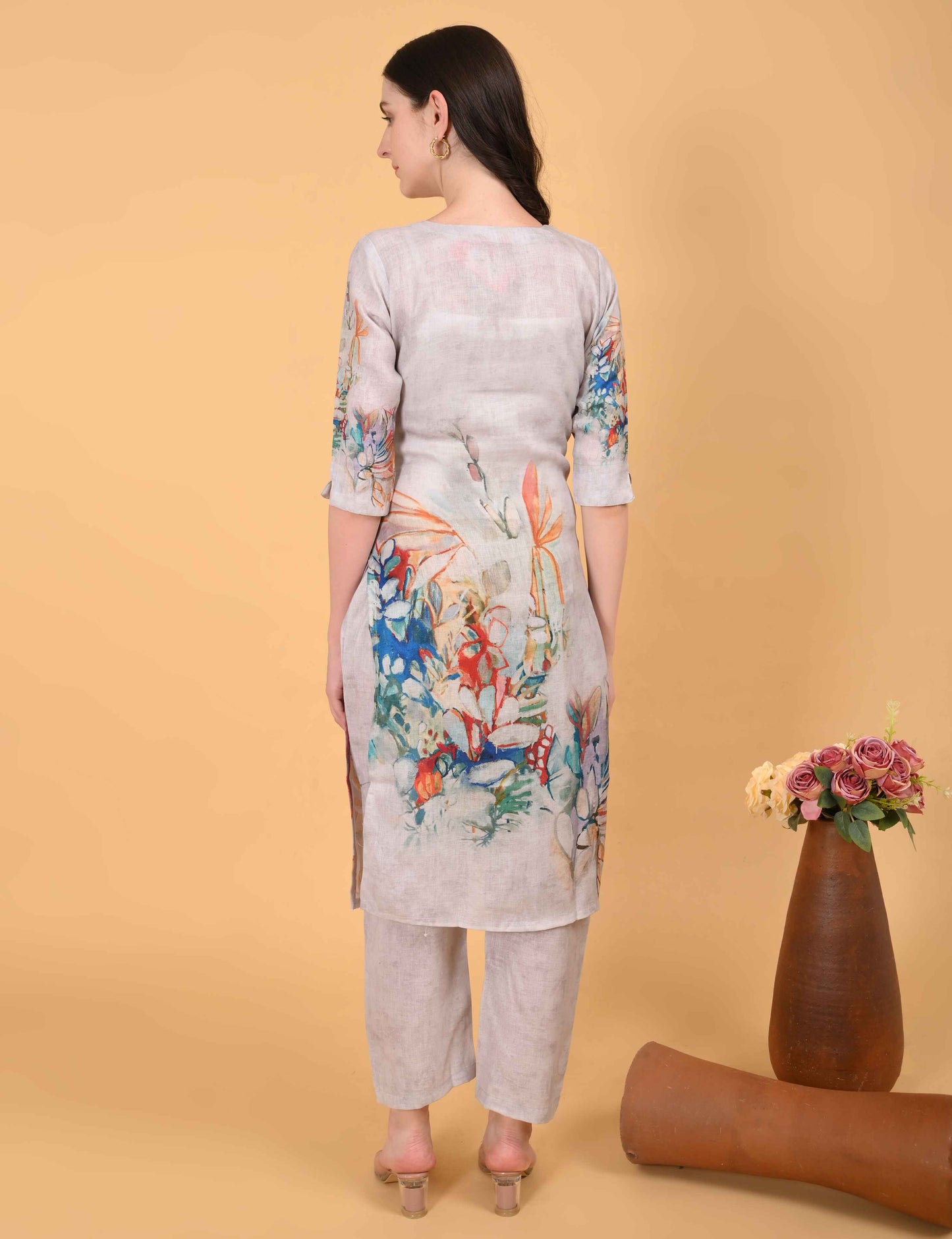 Womens Maternity Kurti Pant Set - Grey
