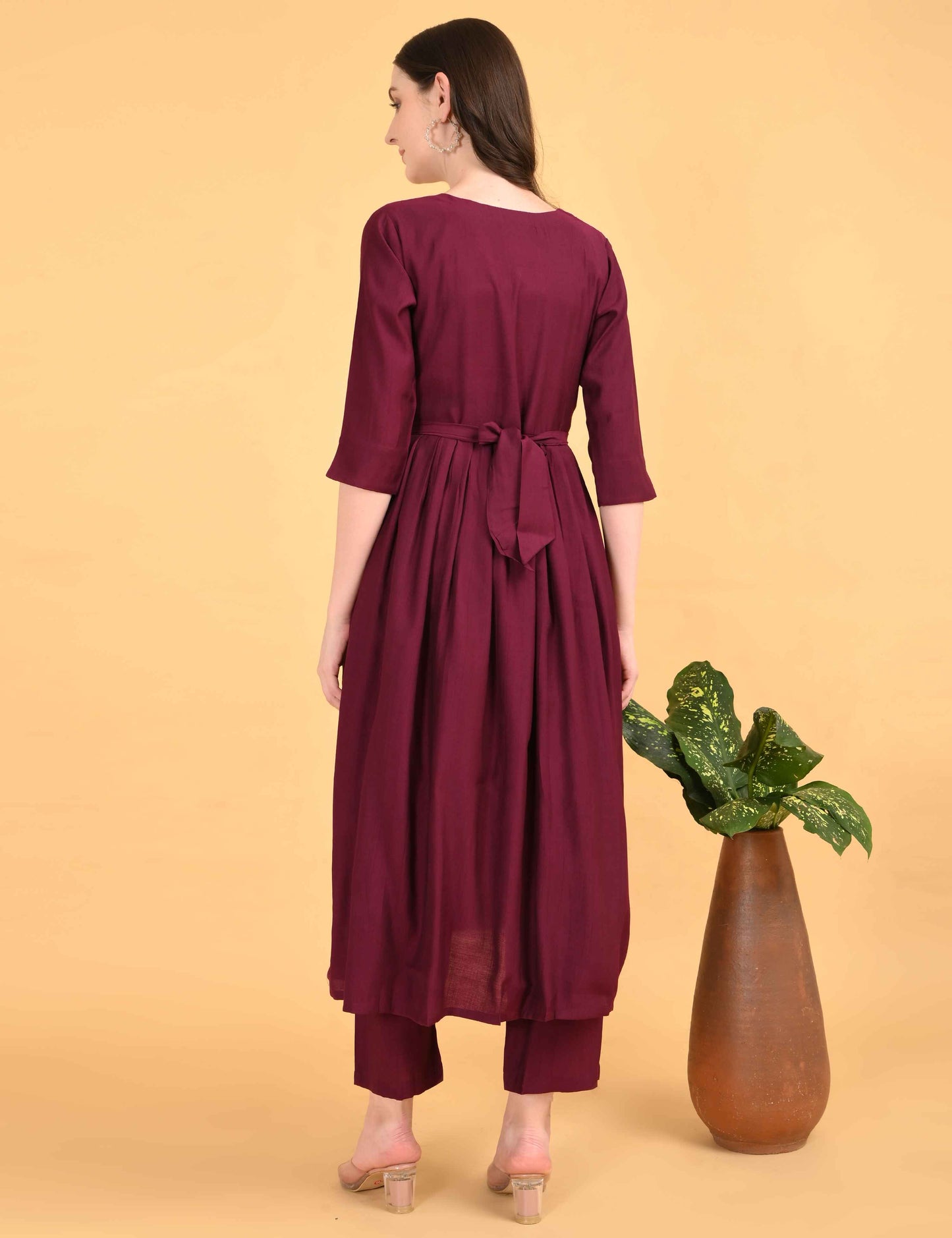 Womens Maternity Kurti Pant Set - Maroon