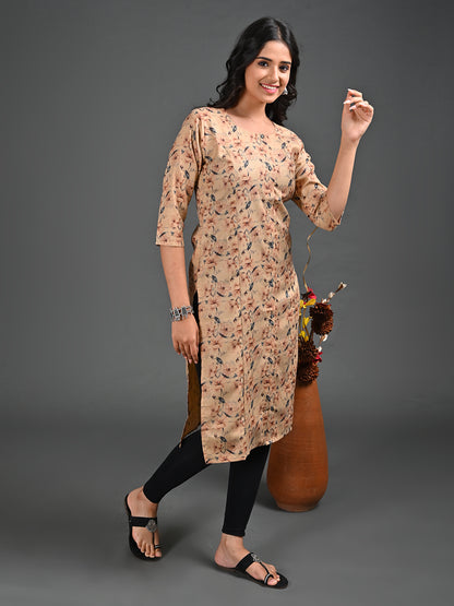 Womens L.Orange-Colored Straight Kurta