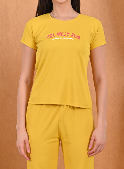 Womens Printed Travel Wear - Mustard