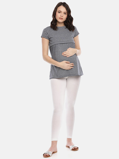 Womens Striped Maternity Tees - Navy Blue