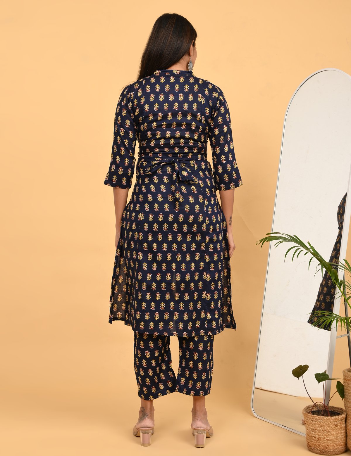 Womens Maternity Kurti Pant Set - Navy Blue