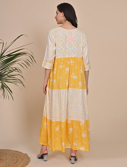 Womens Flare Gown - Yellow