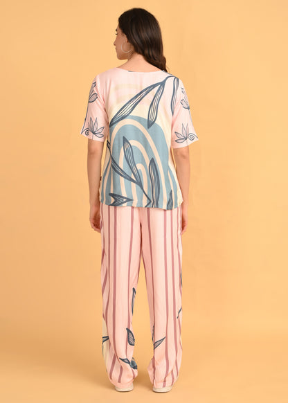 Pink-Colored Printed Co-Ord Set