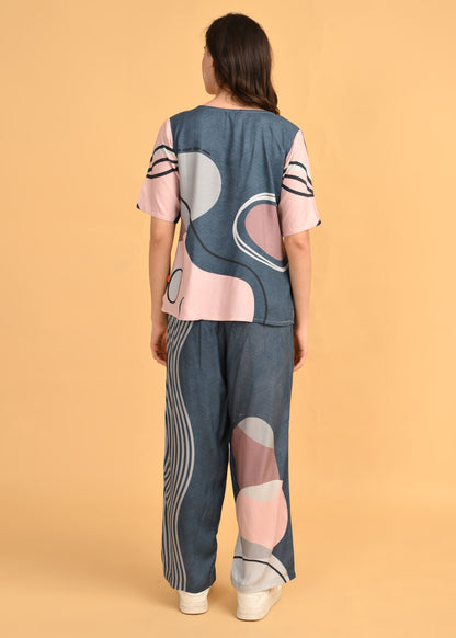 Grey-Colored Printed Co-Ord Set