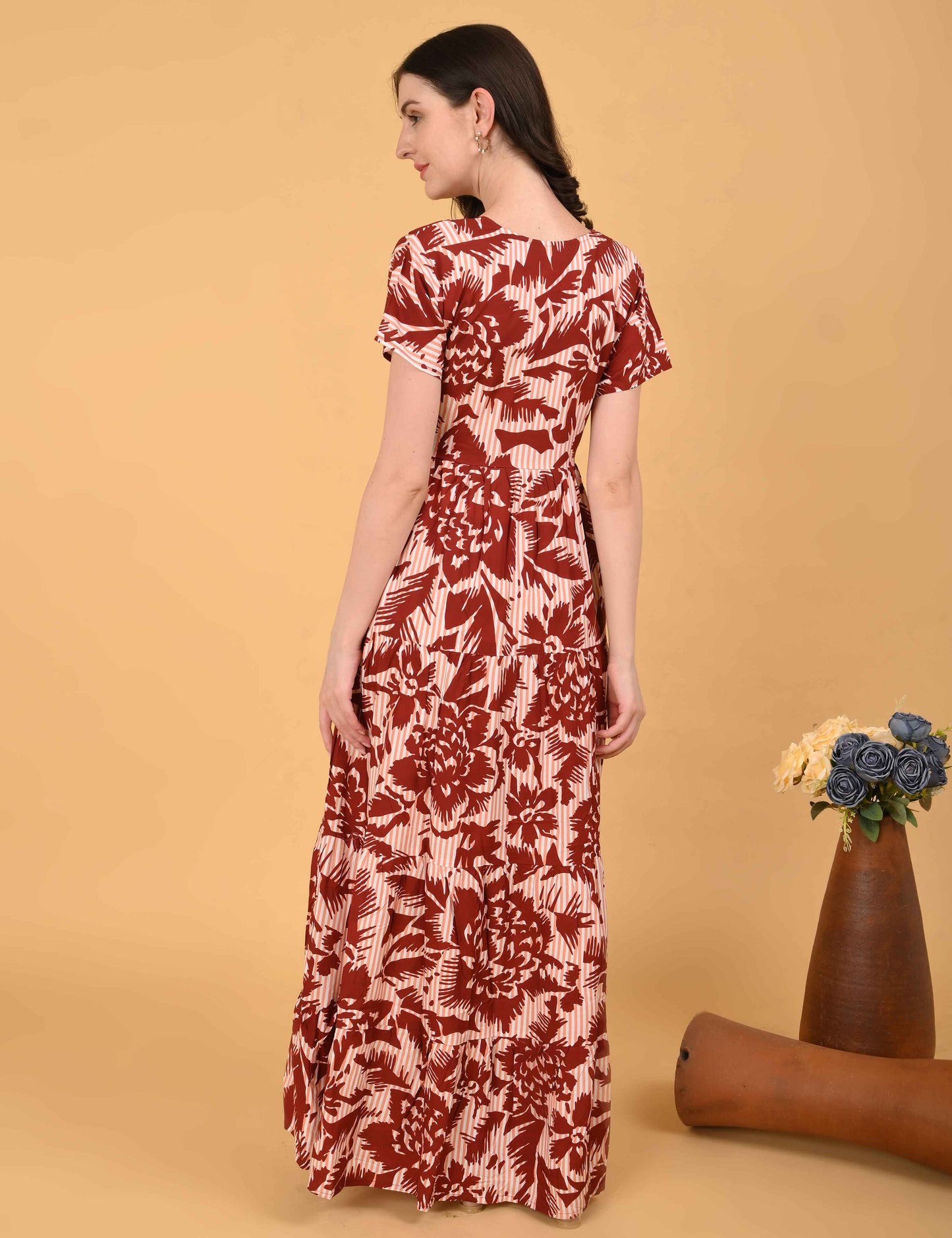 Womens Rust-Colored Premium Flare Gown