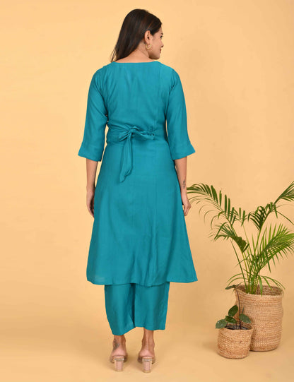Womens Maternity Kurti Pant Set - Turquoise