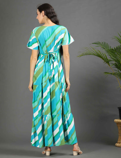 Multi-Colored Maternity Long Gown