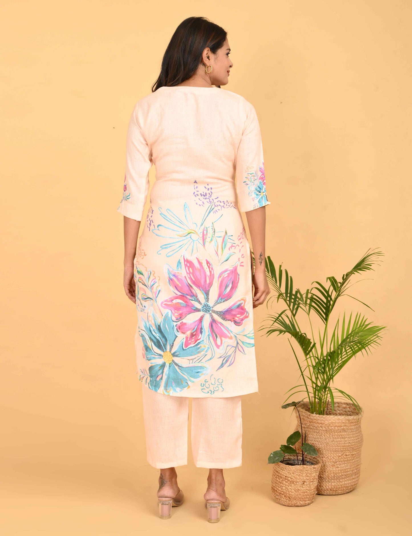 Womens Maternity Kurti Pant Set - Cream