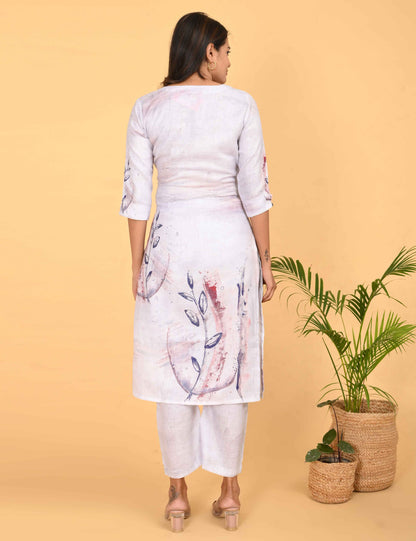 Womens Maternity Kurti Pant Set - White
