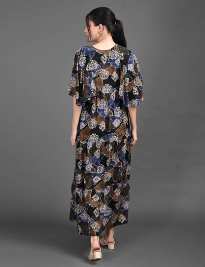 Womens Printed Maternity Long Gown - Multi