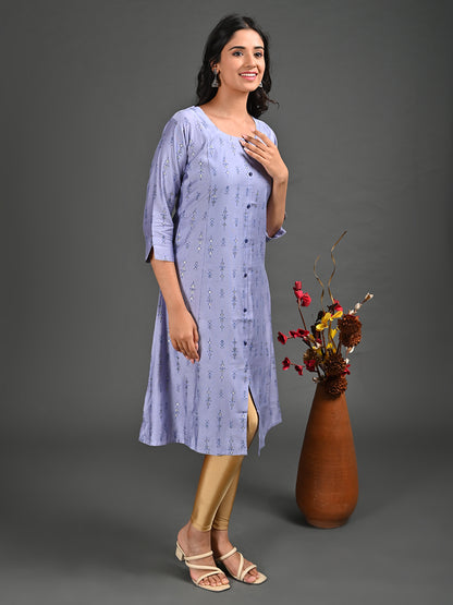 Womens Lavender-Colored A-Line Kurta