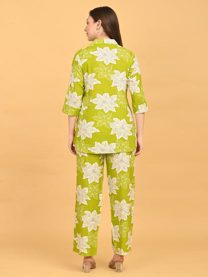 Mehandi-Colored Printed Co-Ord Set
