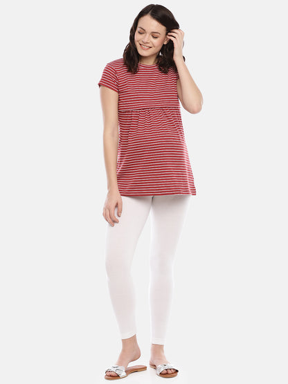 Womens Striped Maternity Tees - Red