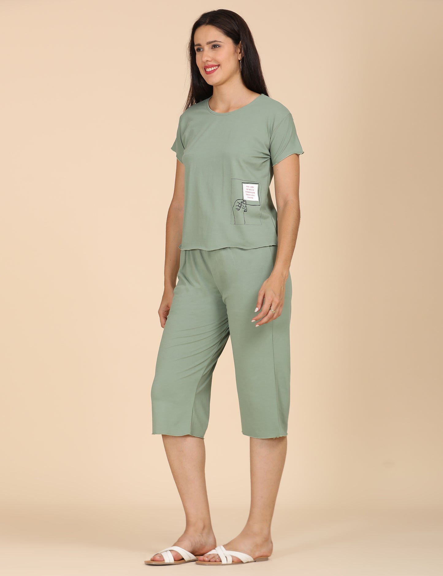 Womens Printed Travel Wear - Olive