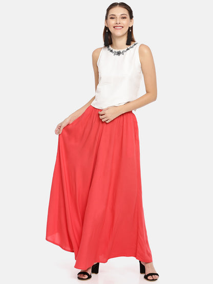 Womens Peach Solid Skirt Palazzo