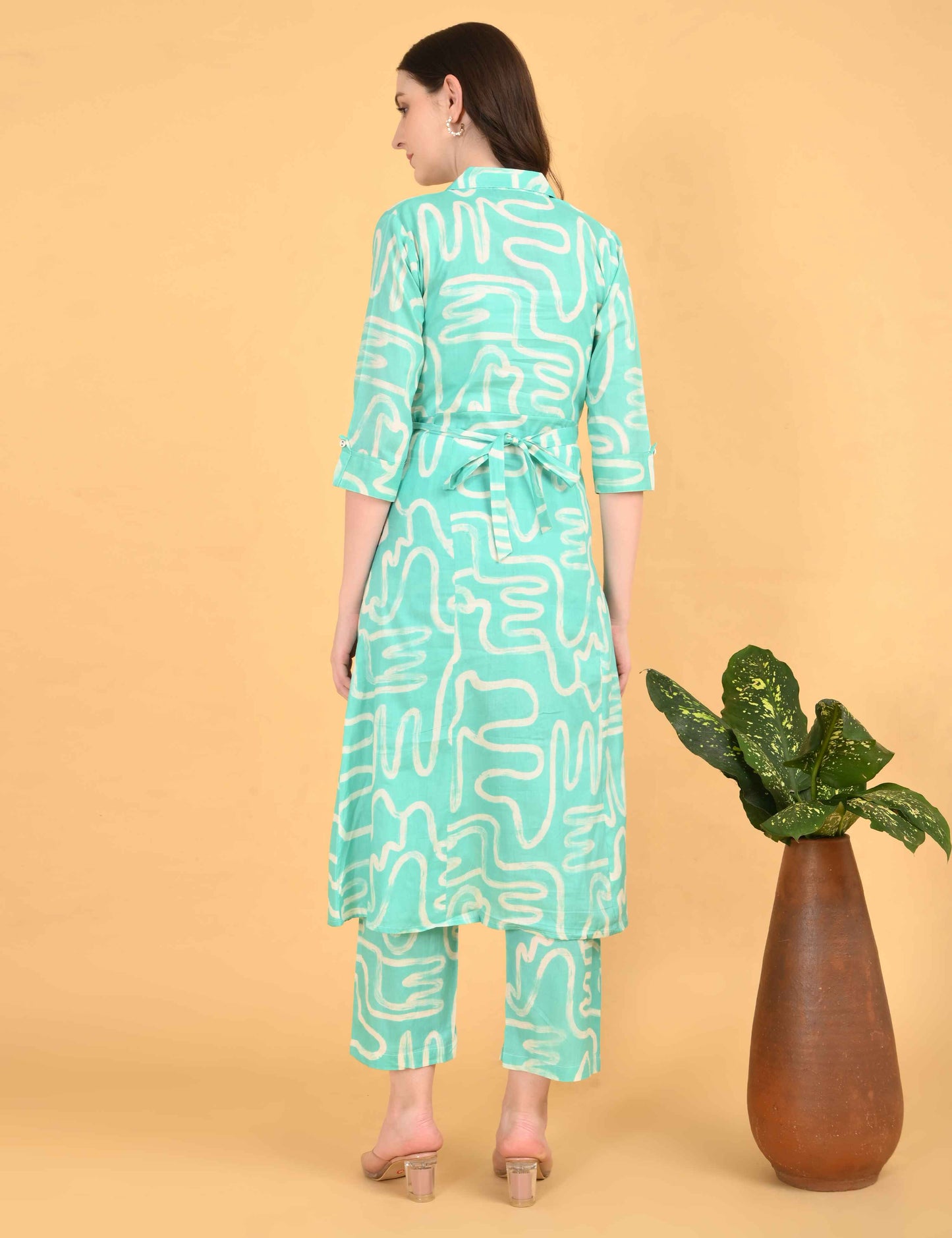 Womens Maternity Kurti Pant Set - L Green