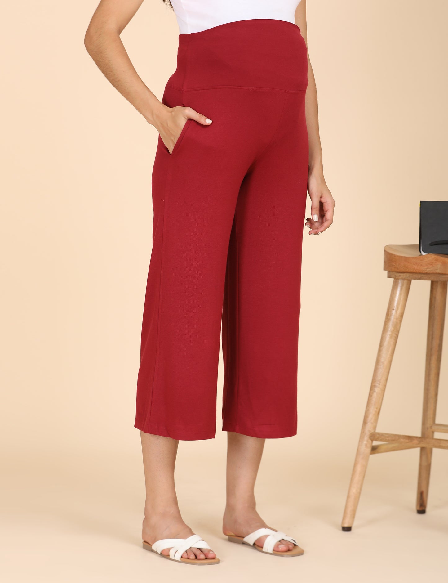 Womens Maternity Palazzo - Maroon