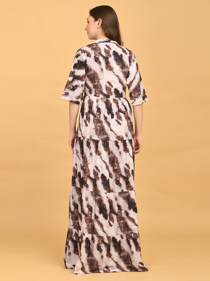 Coffee-Colored Premium Flare Gown