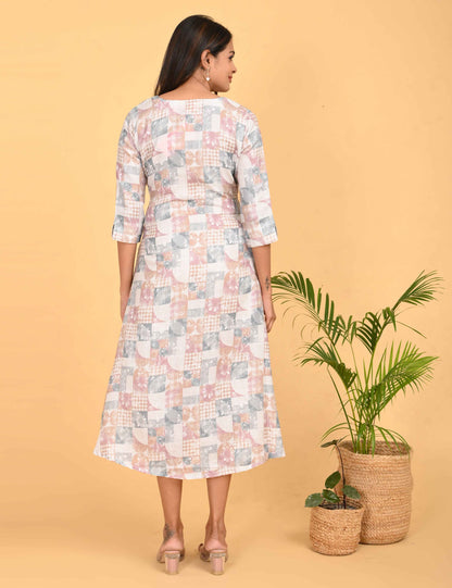 Multi-Colored Maternity 3/4th Gown