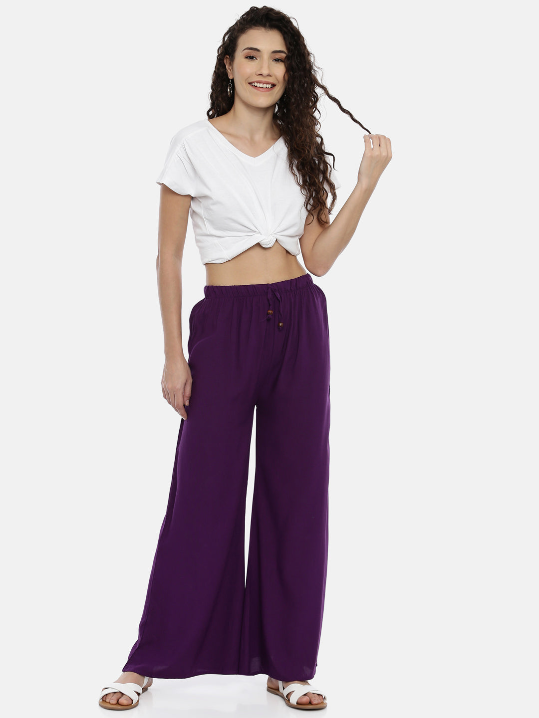 Mid Rise Straight Palazzo - Purple