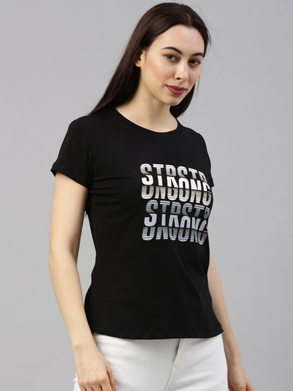 Womens Black Lycra Fashion Tees