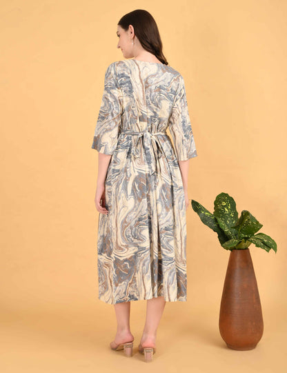 Grey-Colored Maternity 3/4th Gown