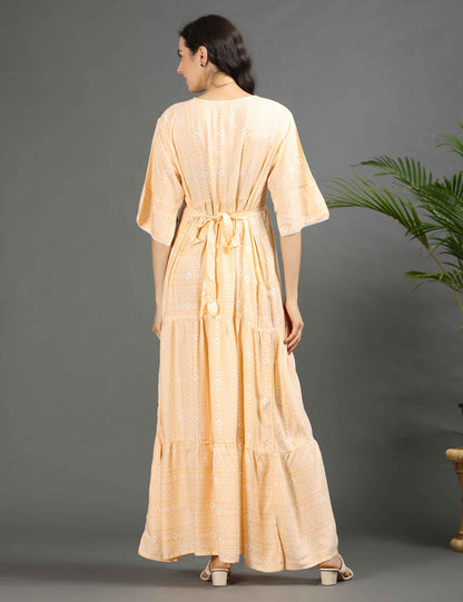 Peach-Colored Maternity Long Gown