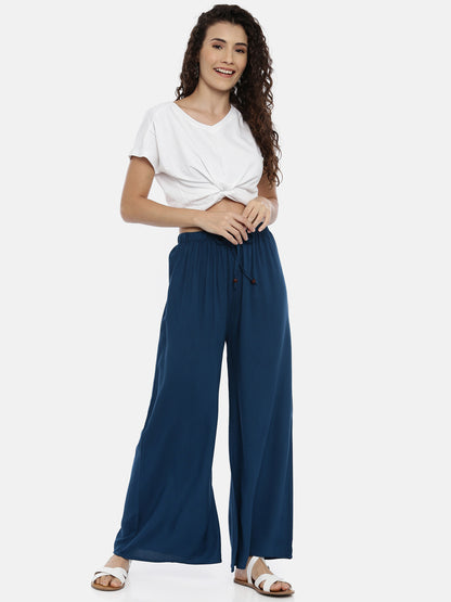 Mid Rise Straight Palazzo - Indigo