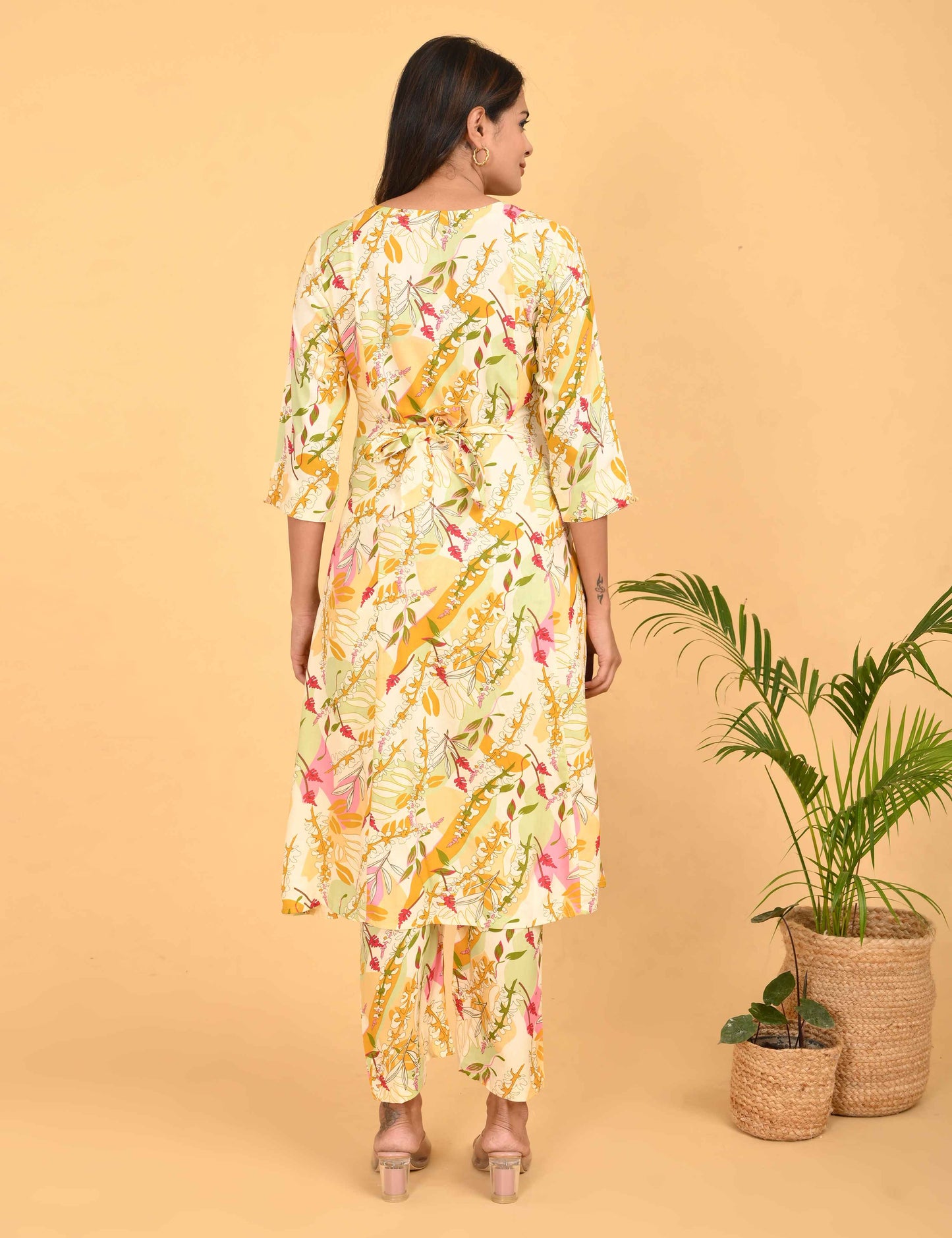 Womens Maternity Kurti Pant Set - Lemon