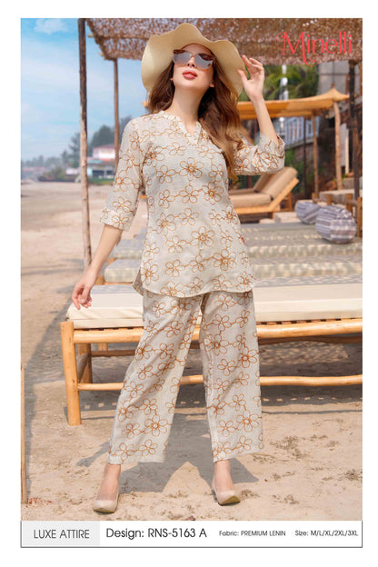 Cream-Colored Embroidered Co Ord Set