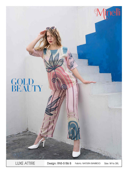 Pink-Colored Printed Co-Ord Set