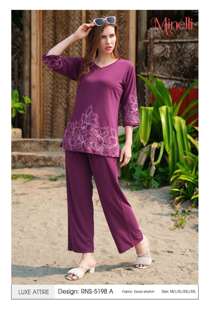 Wine-Colored Embroidered Co Ord Set