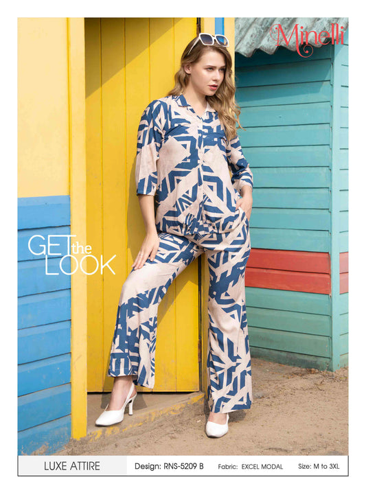 Indigo-Colored Printed Co Ord Set