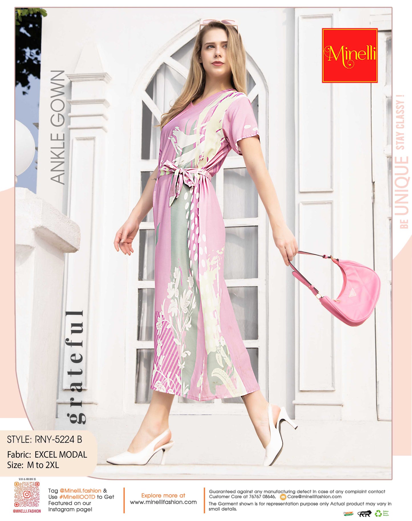Pink Pearl-Colored Ankle Gown
