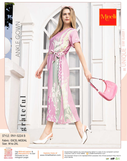 Pink Pearl-Colored Ankle Gown