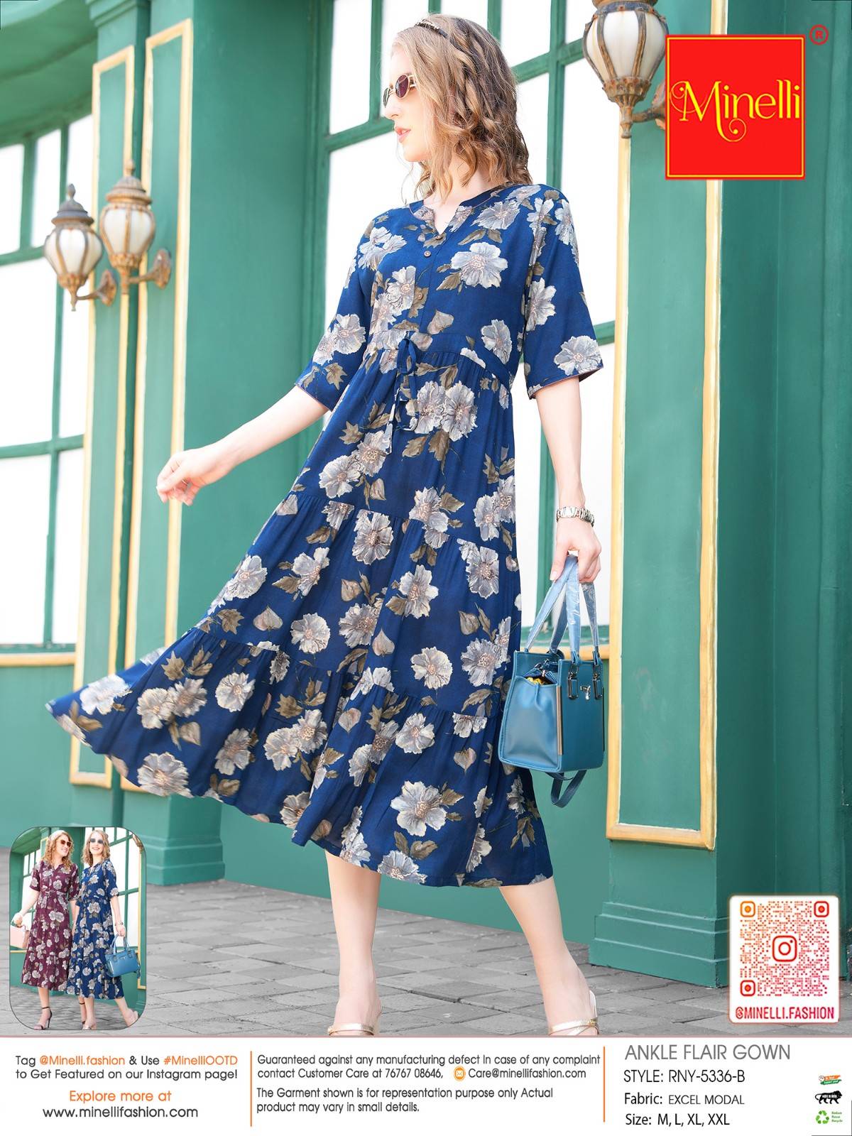 Lapis Blue-Colored Ankle Flare Gown