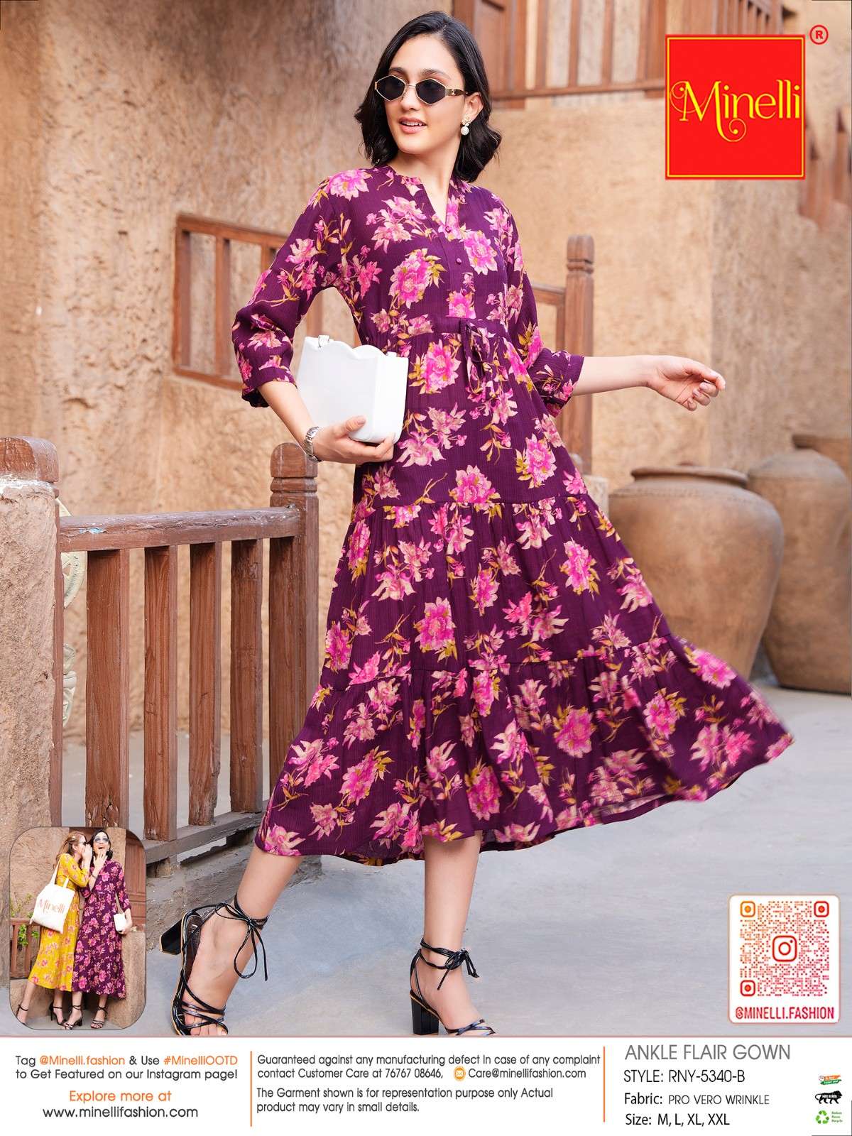 Wine-Colored Ankle Flare Gown