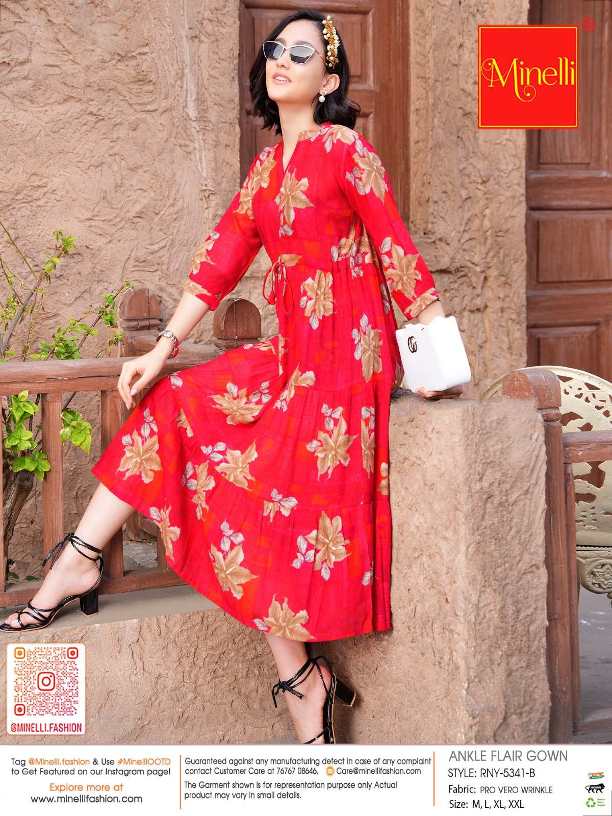 Red-Colored Ankle Flare Gown