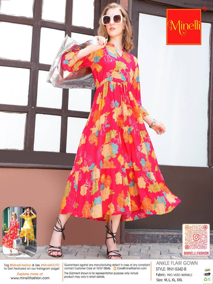 Radical Red-Colored Ankle Flare Gown