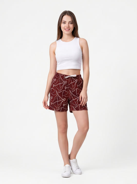Rust-Colored Mid-Rise Bermuda Shorts